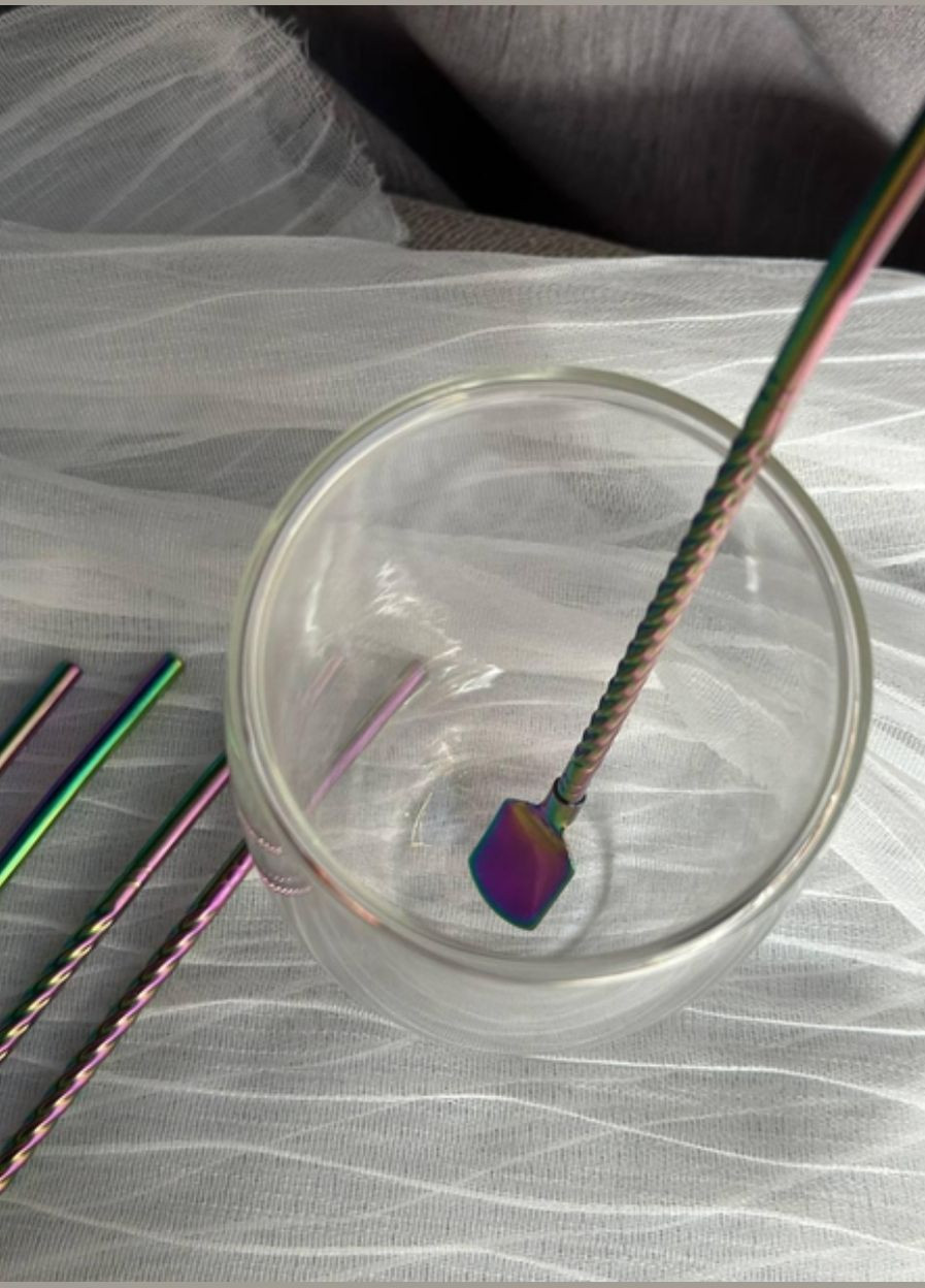 Набір соломинок-ложок багаторазових HP-20-21 із нержавіючої сталі 6 шт Зелений Yiwu (332169268)