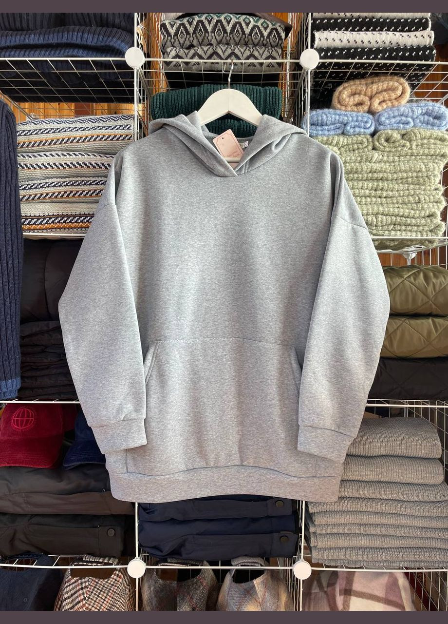 Удлиненное худи на зимнем флисе с карманом кенгуру в стиле оверссайз Nositi (307028635)