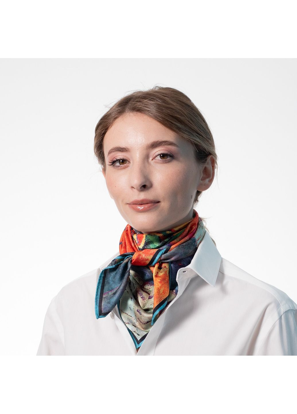 Хустка жіноча з принтом двостороння атлас різнокольорова ЛАВРІН LuckyLOOK 552-920 (324741787)