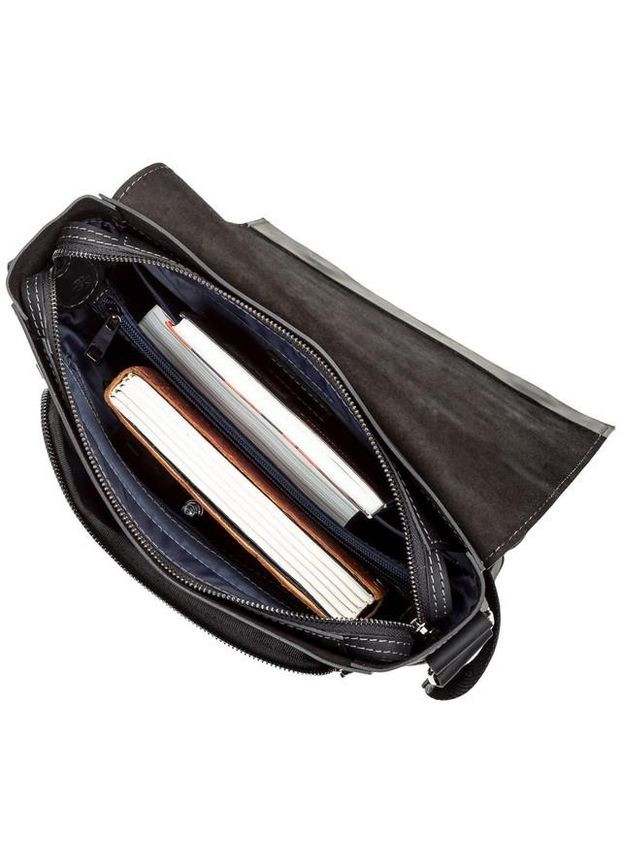 Сумка планшет через плече чоловіча для документів А4 із натуральної шкіри середня Чорний 36724 Shvigel (353689953)