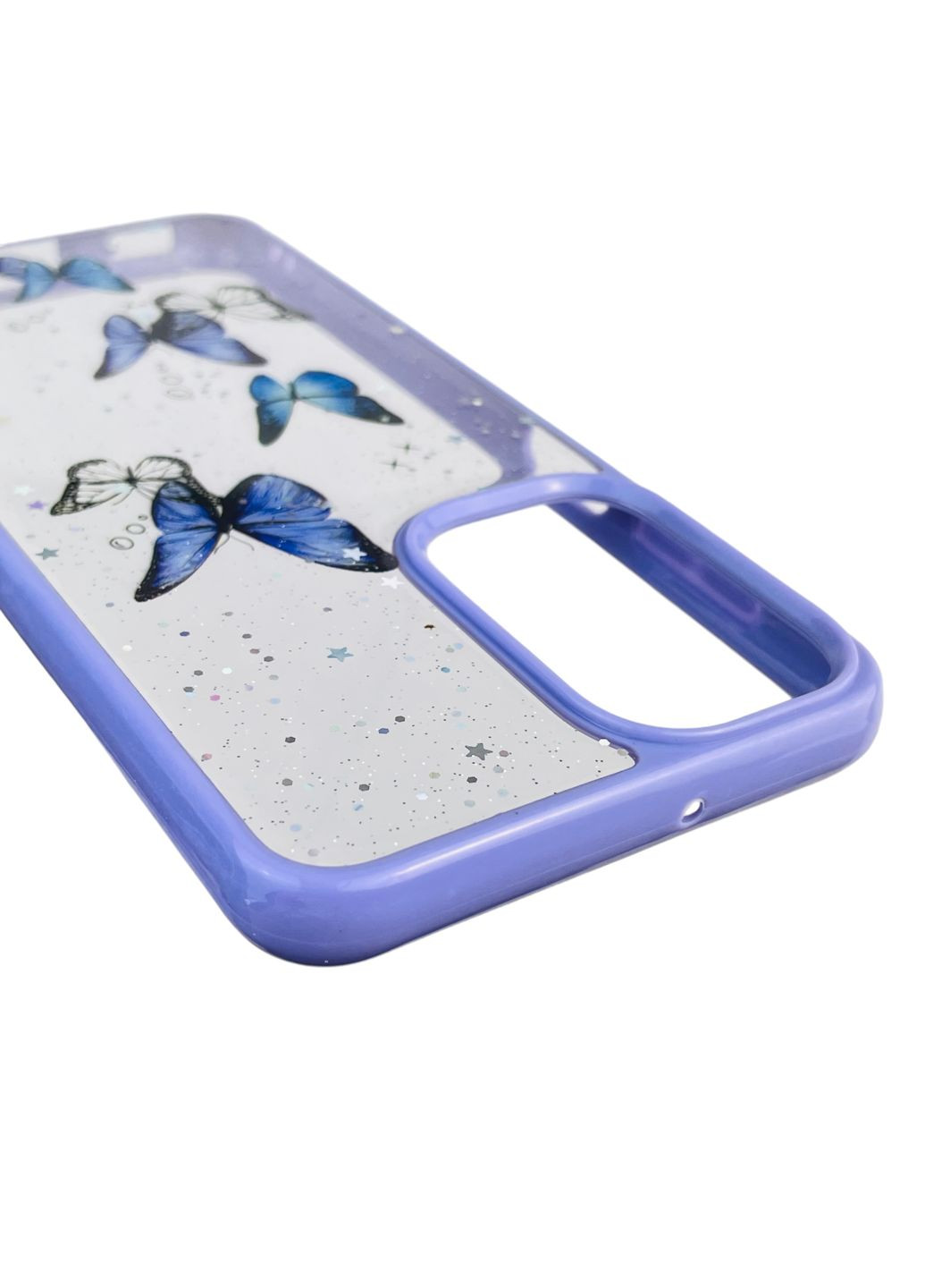 Чехол для Galaxy A23 4G (SM-A235F) с блёстками с бабочками на самсунг а23 4г сиреневый Samsung (366390259)