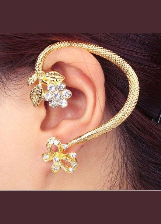 Красива каффа на ліве вушко квіти у стразах Fashion Jewelry (336949611)