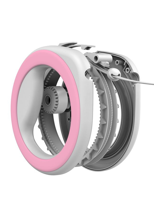 Поводок-рулетка для собак R-leash, круглая, до 40 кг, 2,9 м, светоотражающая розовая лента WAUDOG (323487128)