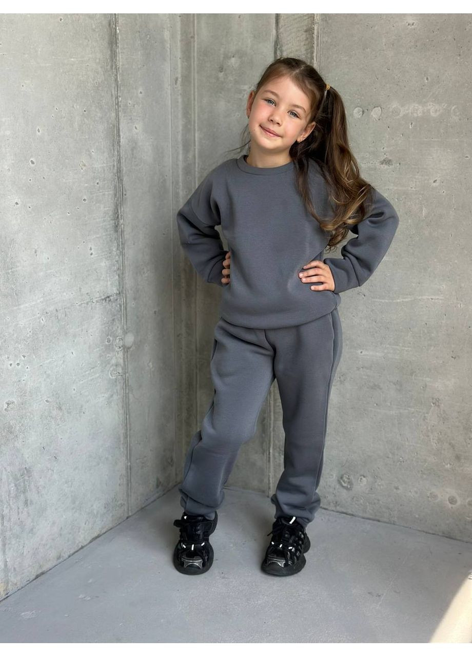 Графітовий зимній осіння колекція — базовий теплий спортивний костюм брючний queensleep_7km 135