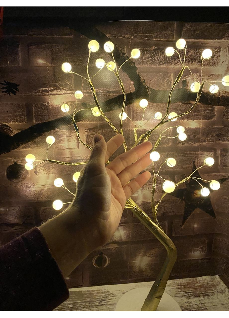 Лампа LED настольная Жемчужное золотое дерево 45 см USB + батарейки AA 3шт SFK-25 Golden No Brand (350349128)