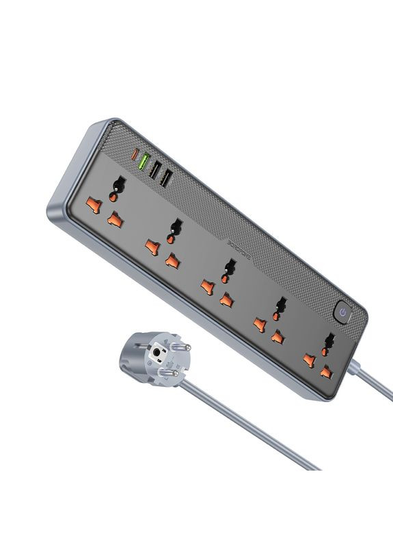 Сетевой удлинитель 5 position socket(PD20W/1C3A)(EU) Black (6941991111501) Borofone BAC5A Lord (357474209)