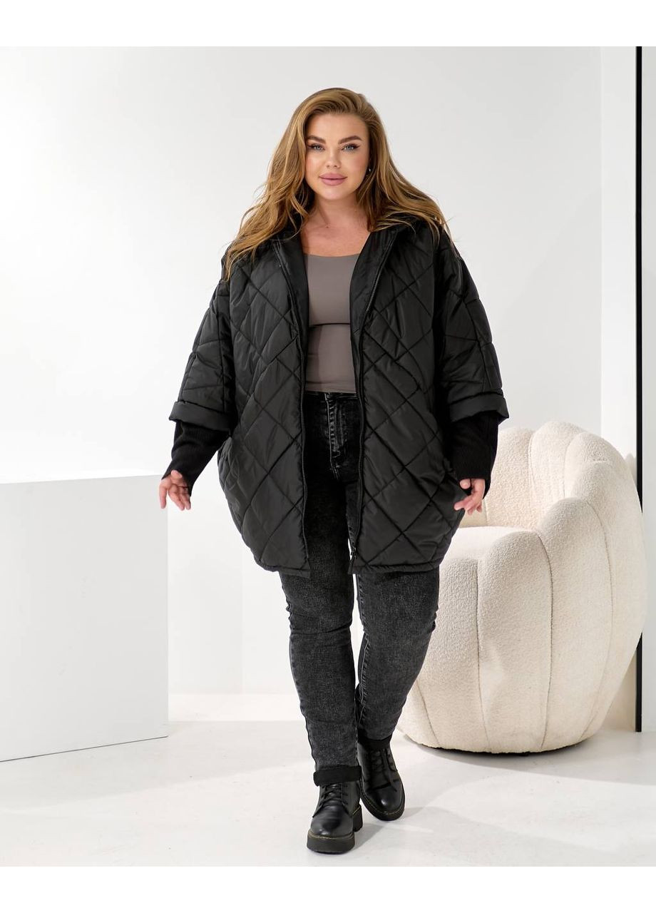 Черная зимняя ✨женский пуховик «луна» с наполнителем био-пух замеры в описании✨ куртка-пальто DK/DL Мода без кордонів