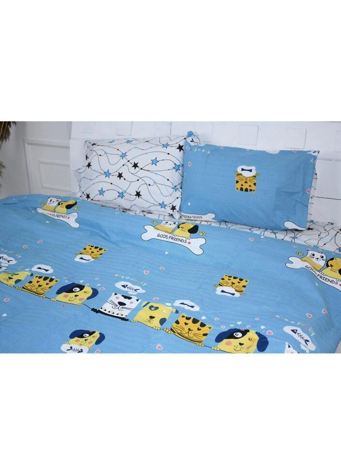 Постельное белье Бязь 17-0518 Cat-dog blue King Size (2200003649222) Mirson (280801218)