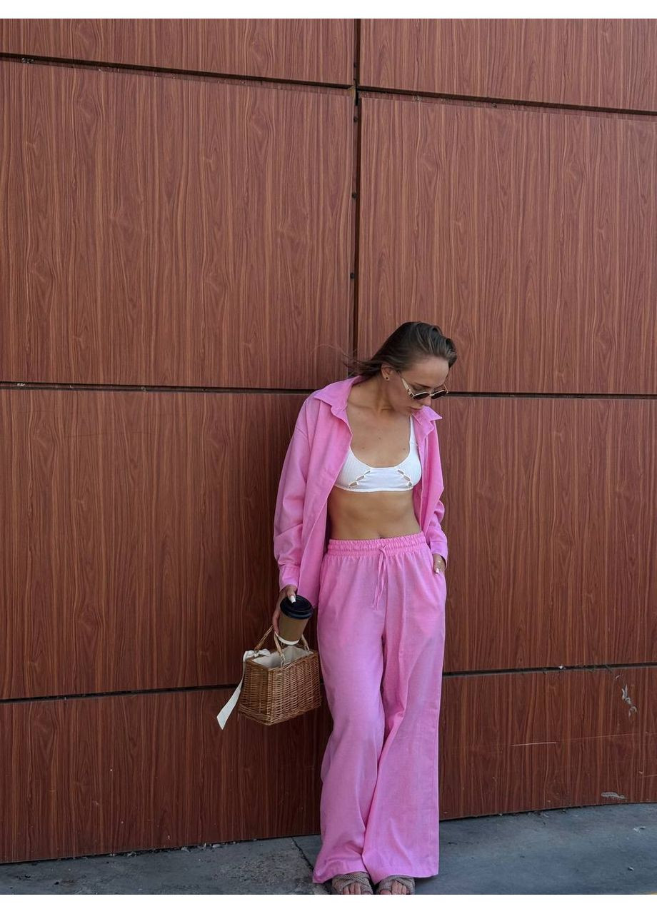 Женский льняной костюм (рубашка + брюки) Україна (352475334)