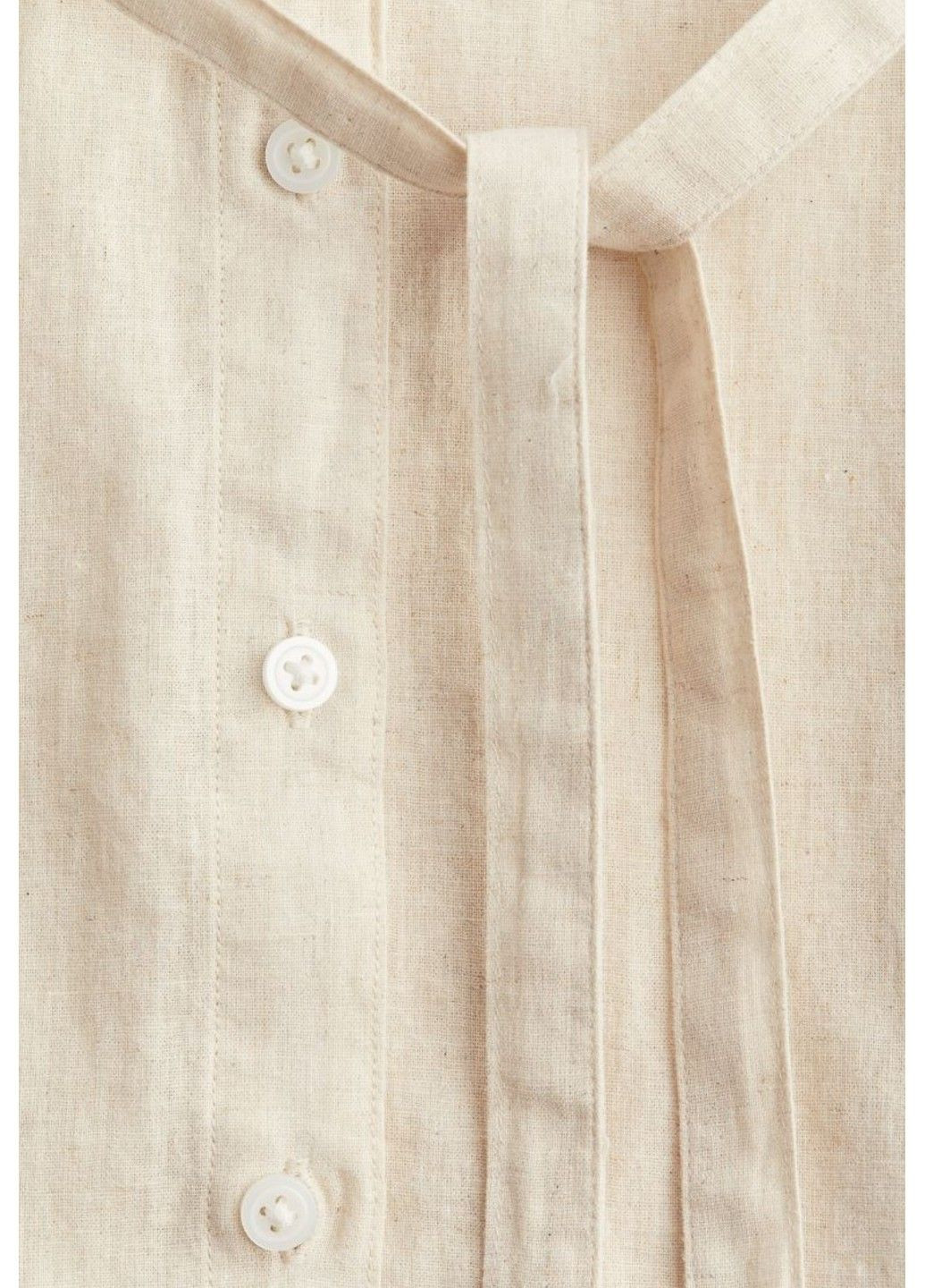 Светло-бежевое повседневный женское платье-рубашка из льняной смеси н&м (57191) xs светло-бежевое H&M