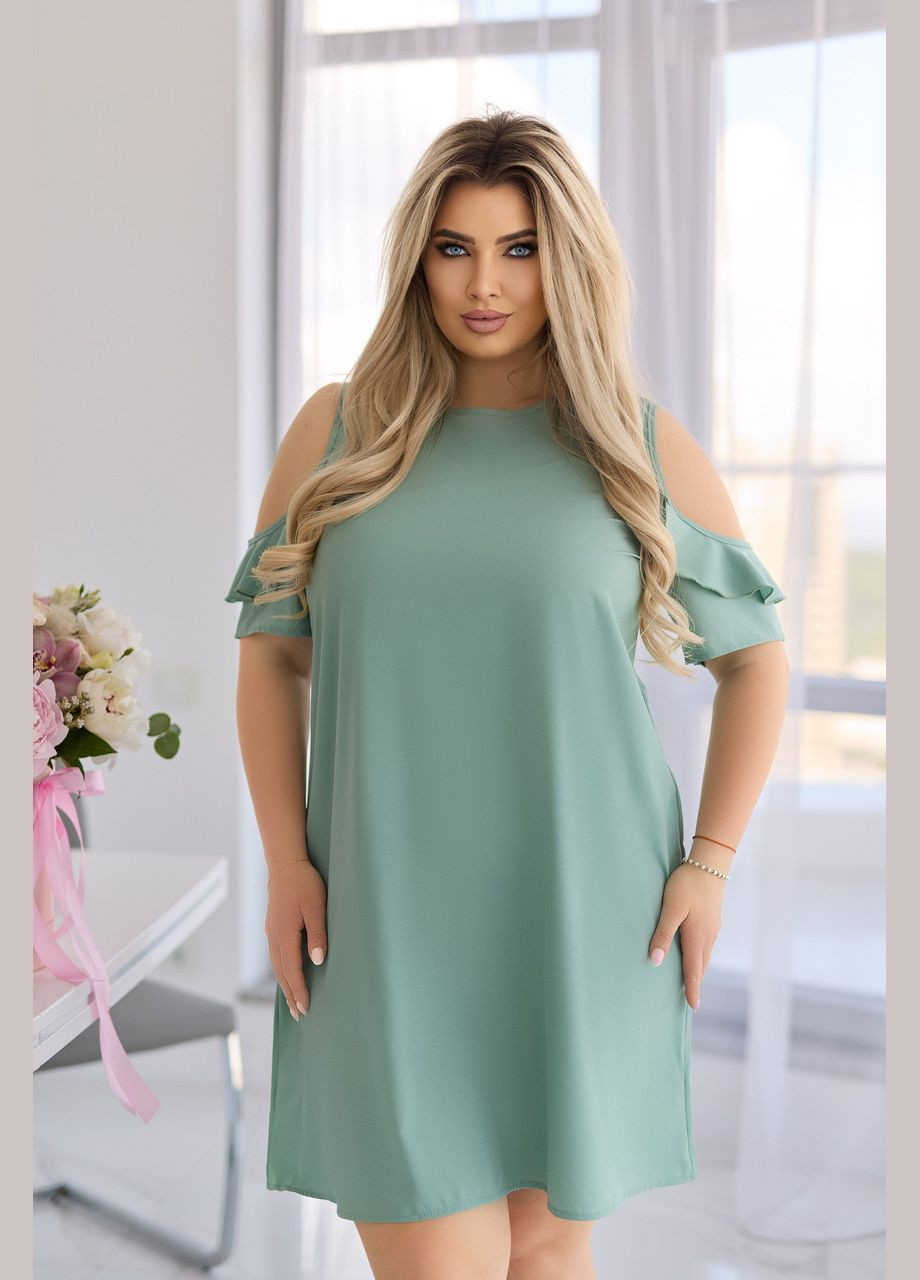 Оливкова літня сукня жіноча з вирізами на рукавах Fashion Girl