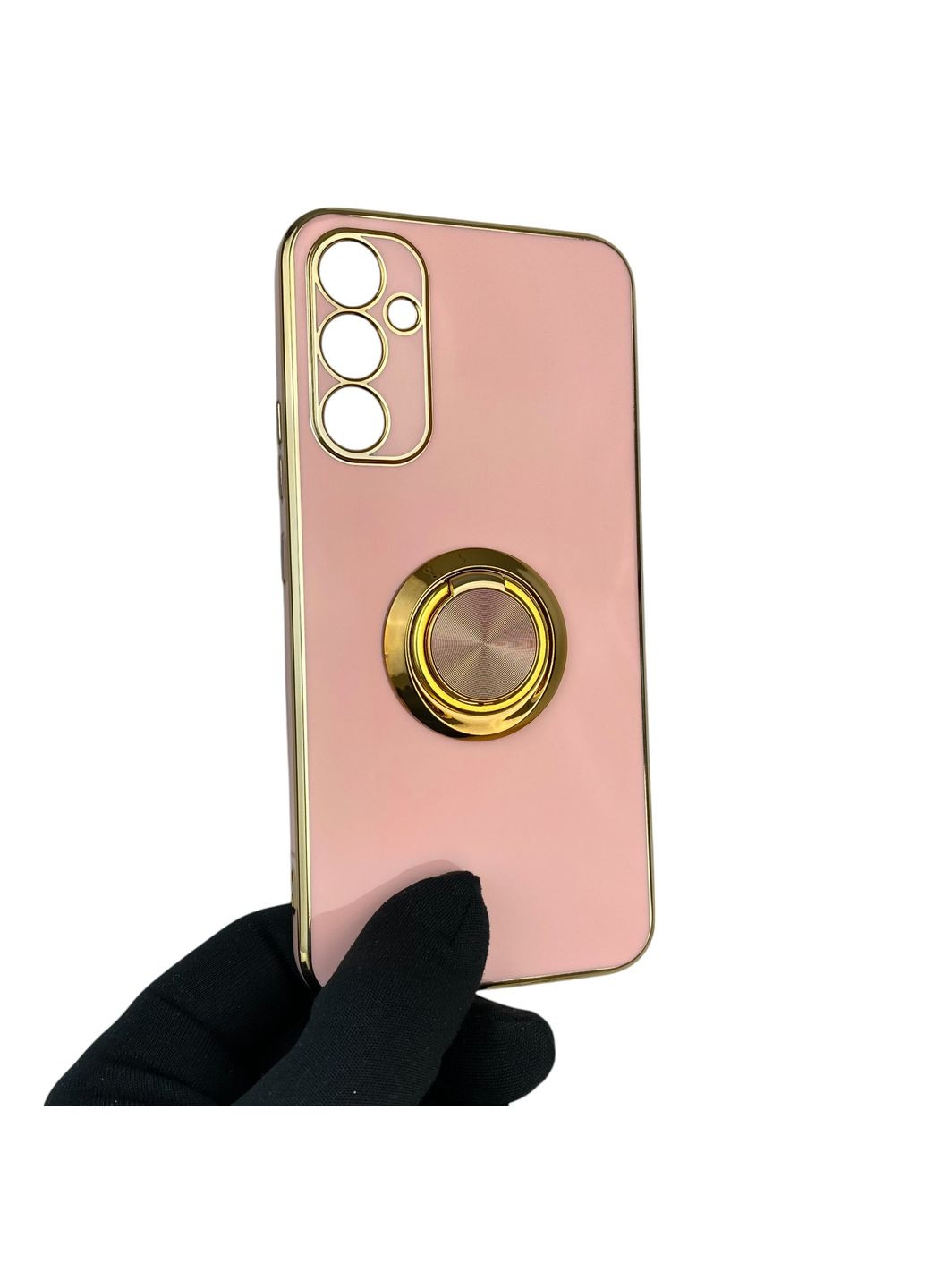 Чохол для Galaxy A34 5G (SM-A346E) з кільцем-підставкою із золотою окантовкою на самсунг а34 пудровий gs1 Samsung (366228881)