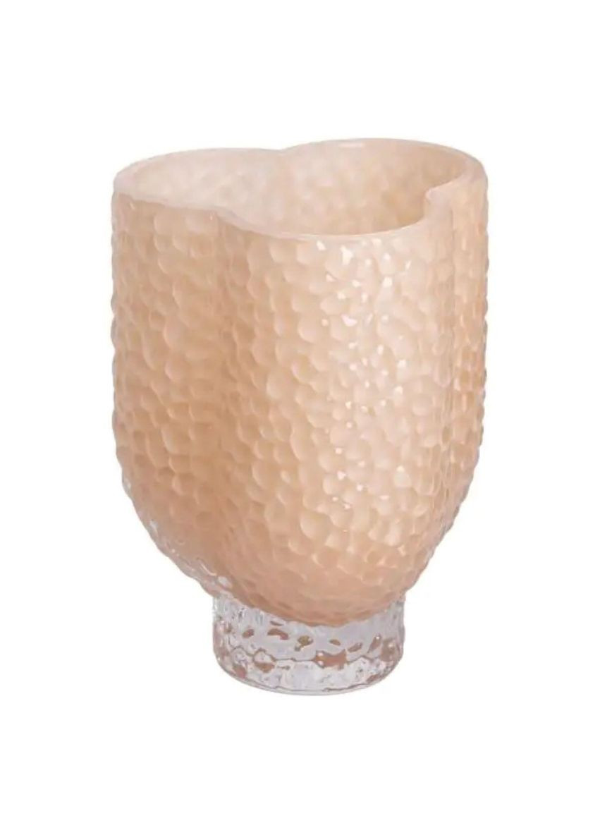 Ваза декоративна 13.5х13.5х18 см для квітів скляна фігурна фігурна ваза з кольорового скла 1 л Бежева HP-10-29 Flower Season (370800151)