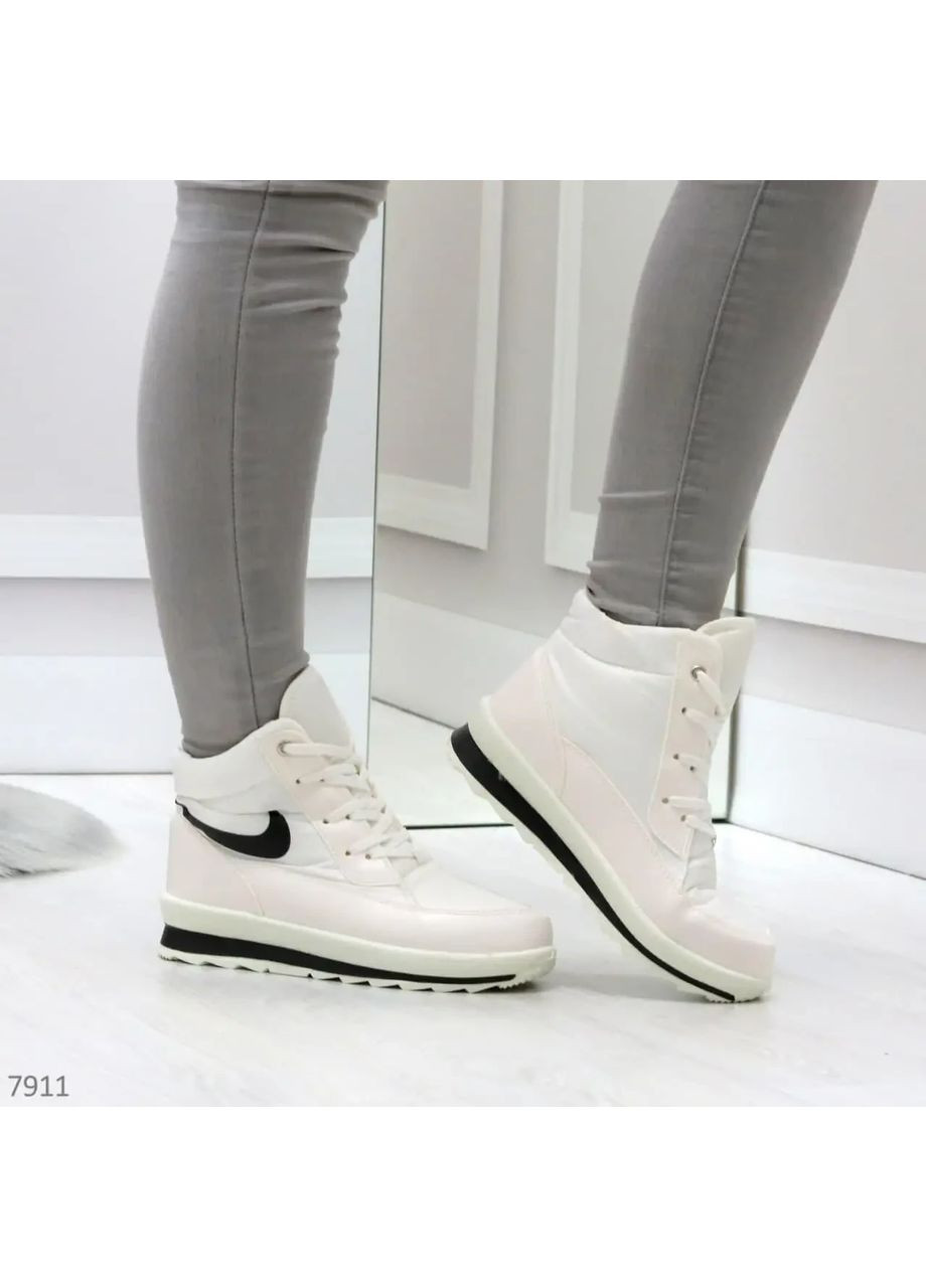 Зимние белые ботинки кроссовки женские со шнурками, белые утепленные кроссовки, купить 38 40 No Brand