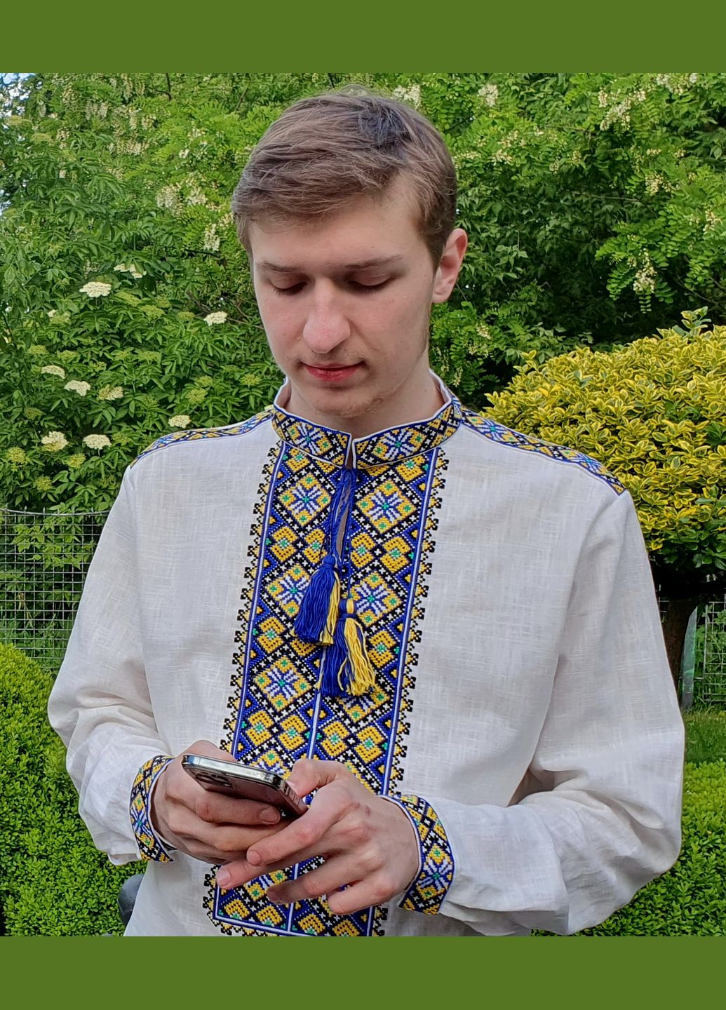 Біла вишиванка чоловіча м-180чд від виробника Бабусина скриня візерунок українська символіка пряма домоткане полотно (311669270)