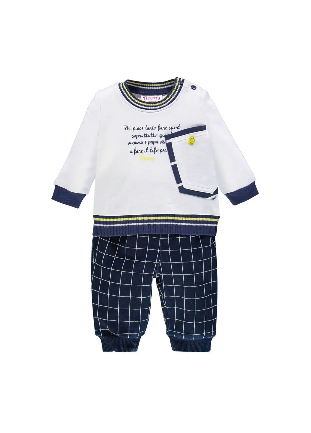 Синий демисезонный комплект для мальчика из двух частей (толстовка и брюки) 201bbem002-283 синий с белым Brums