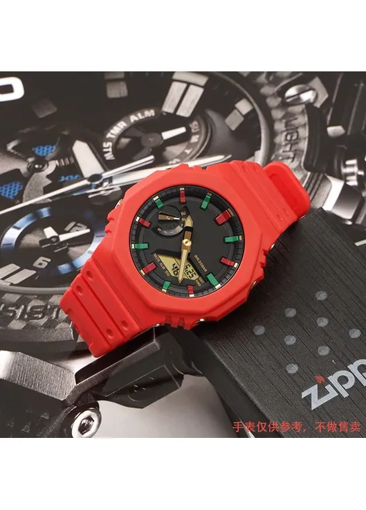 Ремешок + безель (рант) для Casio G-Shock GA-2100/GA-2110 Red Black Modfit (407402996)