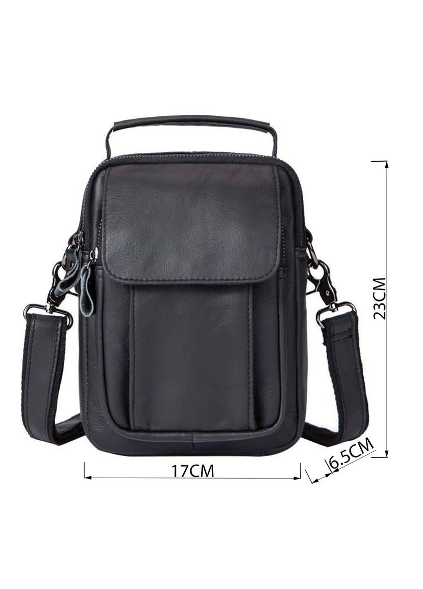 Шкіряна сумка крос боді чоловіча месенджер через плече чорна 14816 Vintage (329198826)