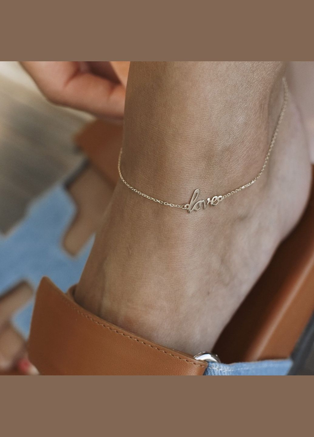 Золотий браслет на ногу Love б03685 27 27 Oniks (264644316)