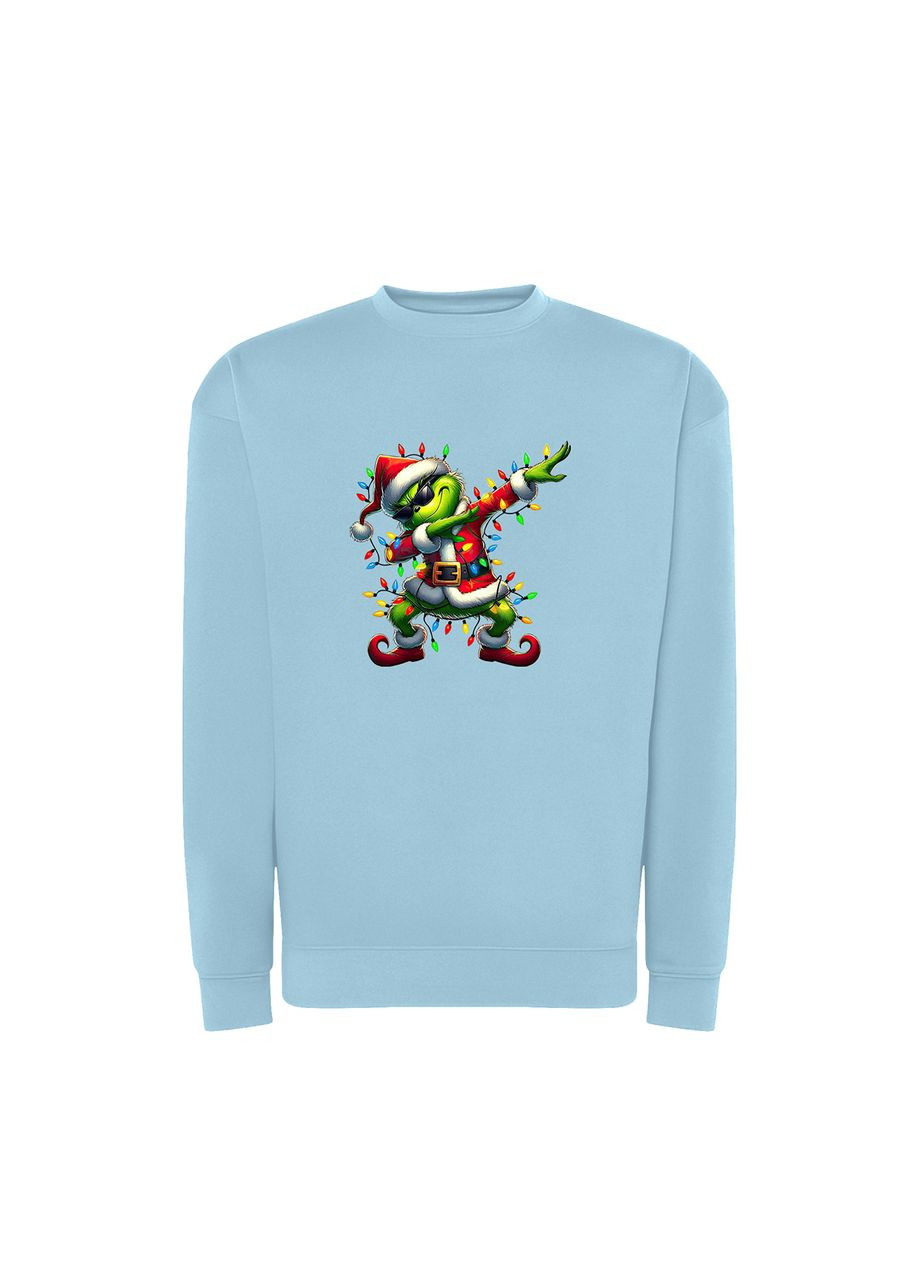 Голубой новогодний свитшот с принтом "гринч на вайбе". гринч (10114802912) ТiШОТКА (368566625)