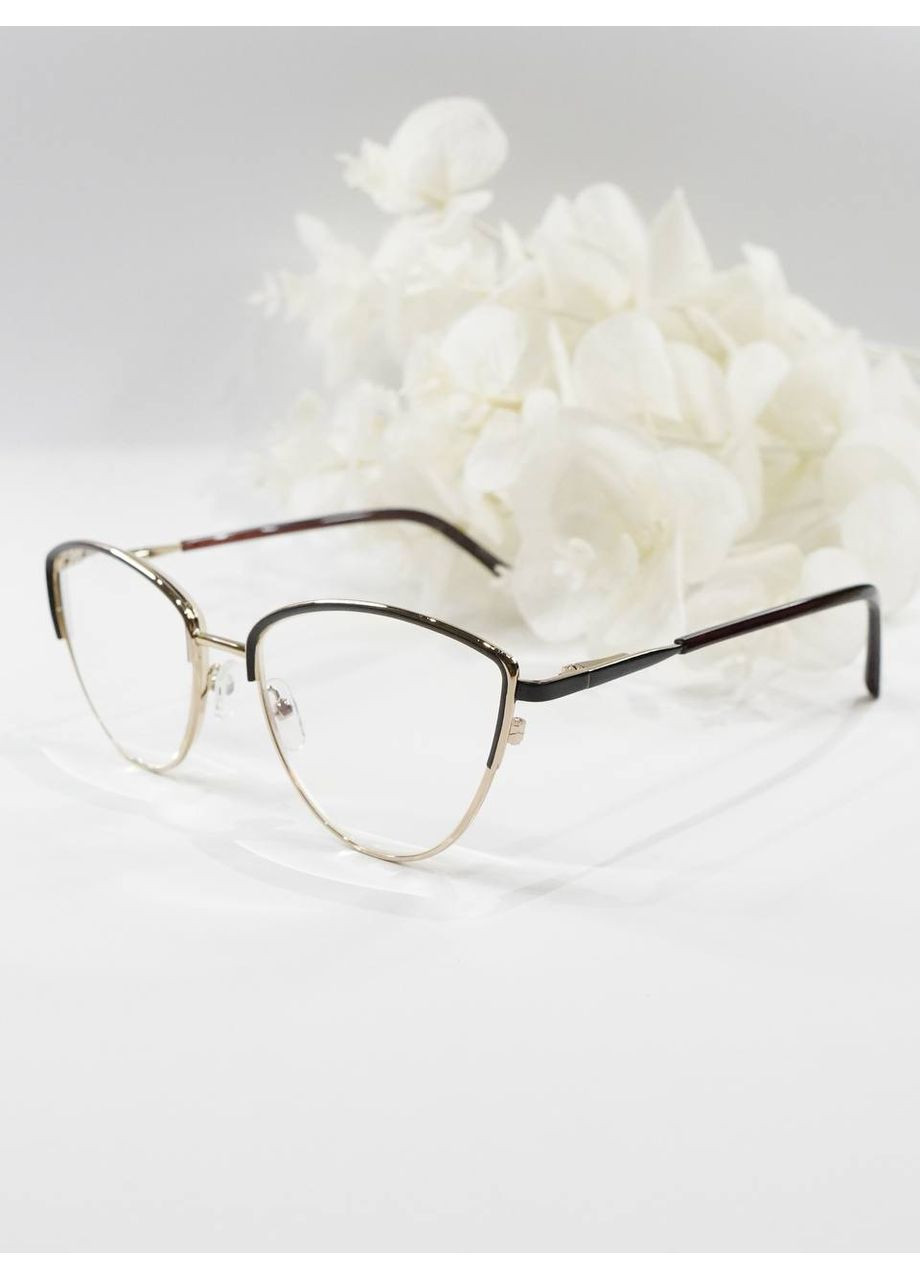 Женские металлические очки лисички для коррекции зрения +2.50 Антиблик БлюБлокер Verse (371813128)