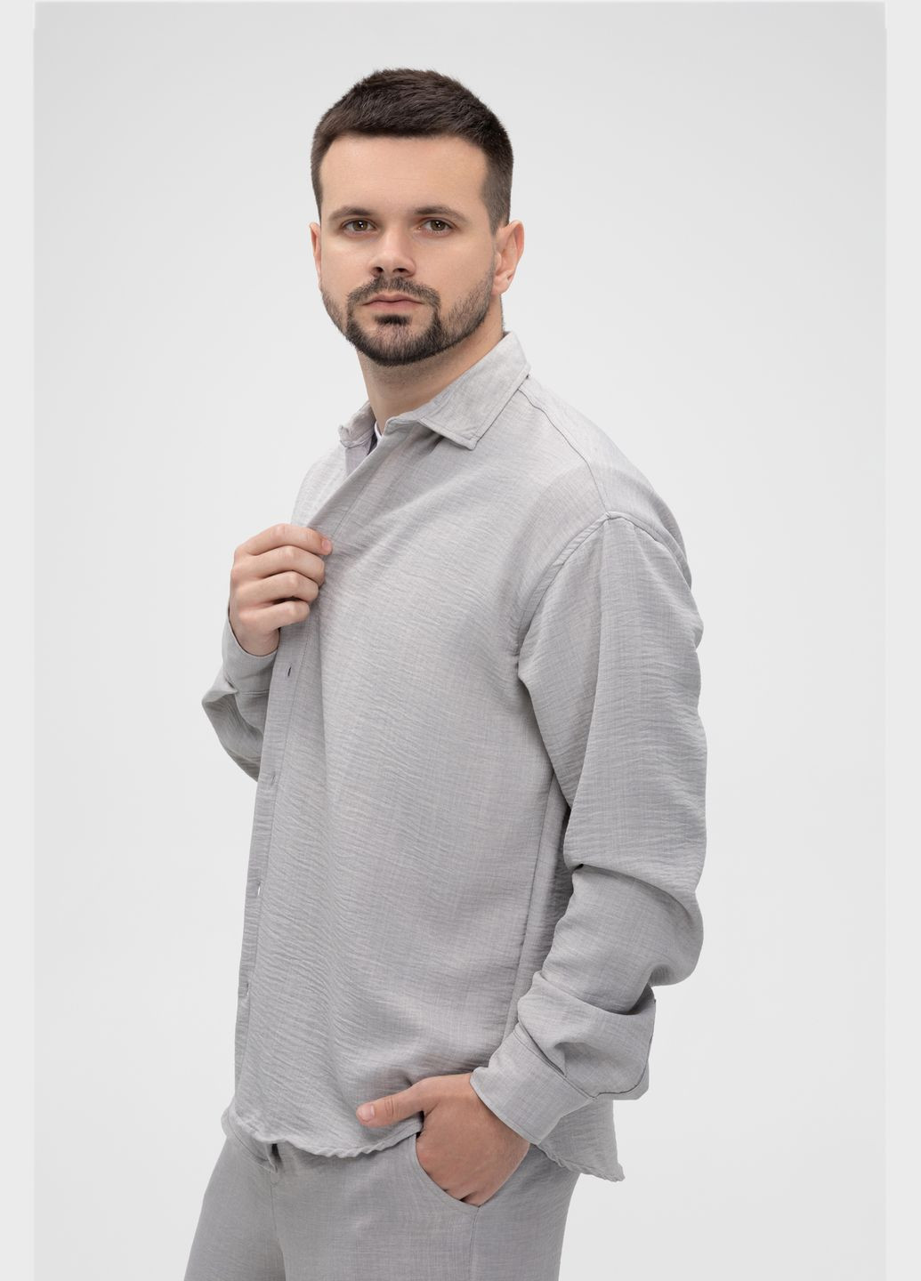 Сорочка однотонна чоловіча 23201082 Breezy (315970991)