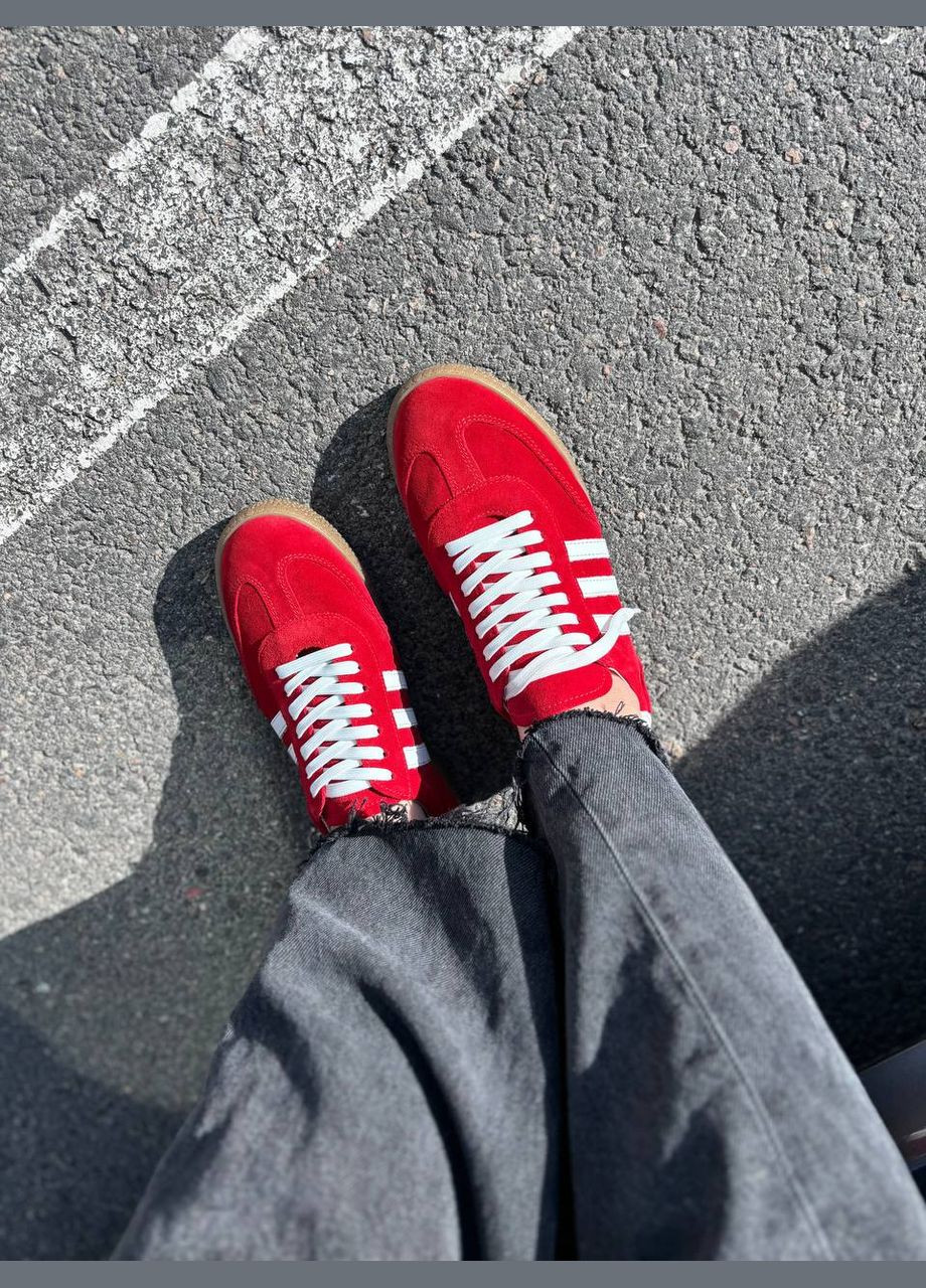 Червоні осінні кросівки з натуральної замші adidas gazelle No Brand