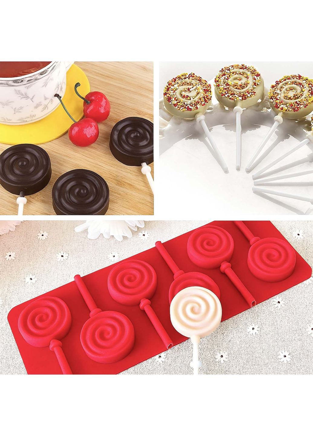 Силіконова форма для льодяників та цукерок на паличці "Спіраль" Kitchen Master (350883986)