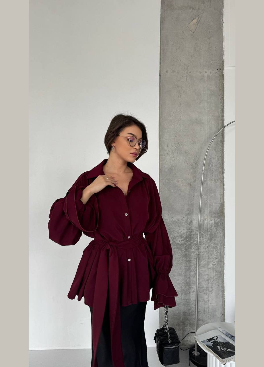 Бордовая классическая, повседневный, праздничный рубашка однотонная Avanti с длинным рукавом