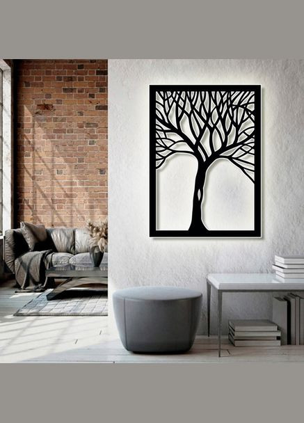 Панно 3D декоративное с объемом 15 мм для стен, Дерево черное Декоинт (278287740)