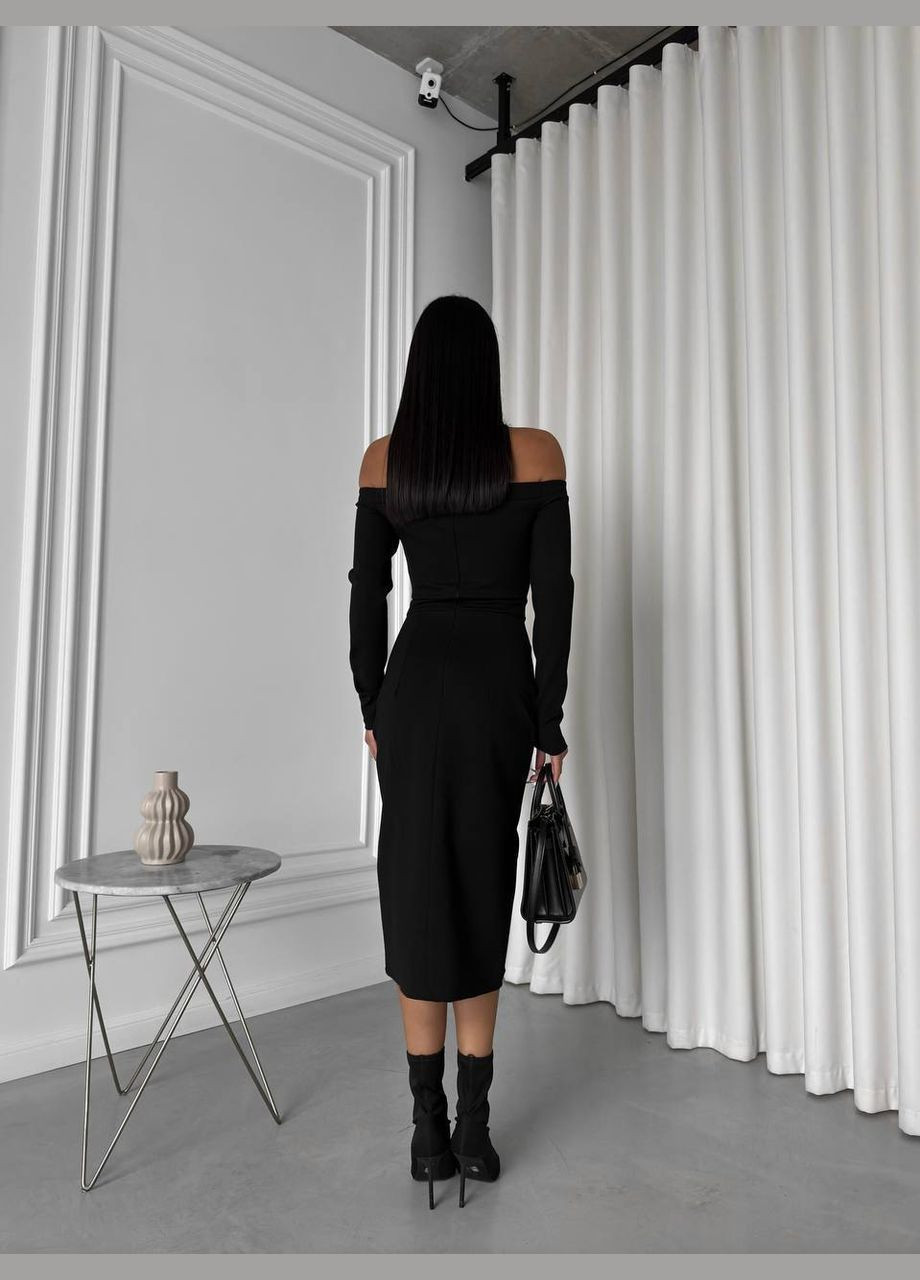 Черное праздничный, коктейльное, деловое, откровенный, кэжуал платье-футляр футляр No Brand