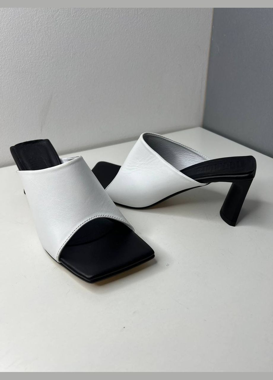 Белые женские кожаные мюли Україна