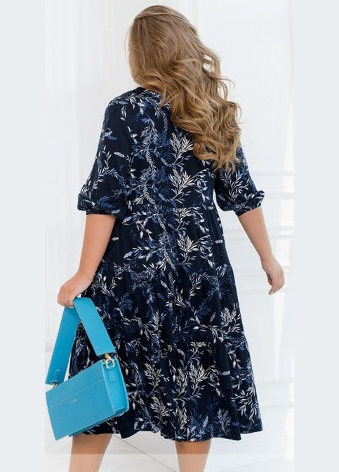 Темно-синее кэжуал платье женское "комфортное и стильное" i-8640 темно-синий темно-синий, 58 Sofia