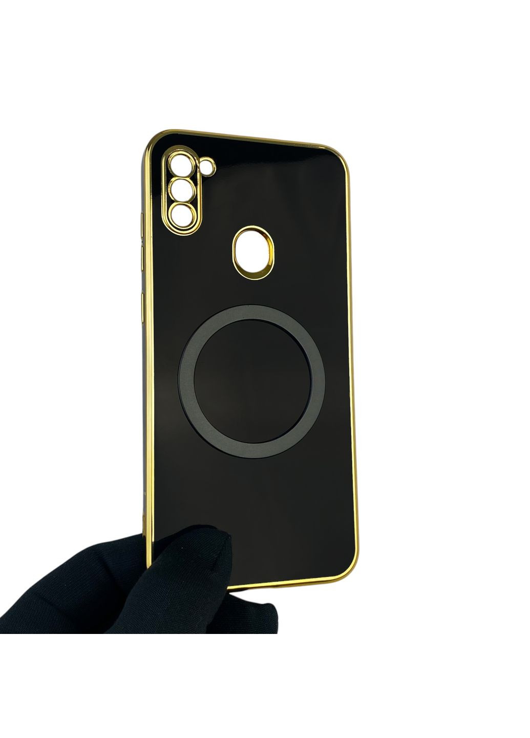 Чехол для Galaxy M11 SM-M115F с кольцом MagSafe с золотой окантовкой на самсунг м11 черный gs1 Samsung (366229035)
