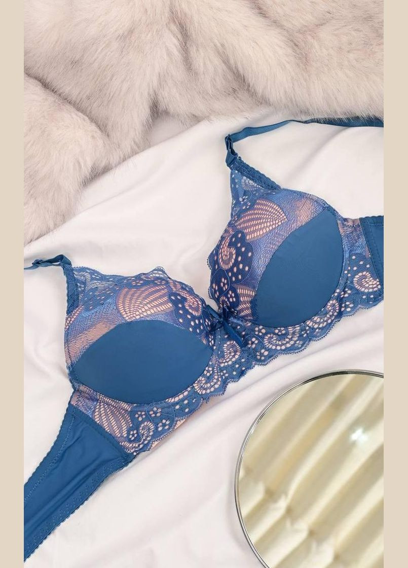 Синий балконет бюстгальтер женский синего цвета No Brand полиамид, эластан