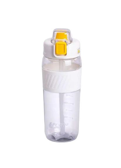 Бутылка для воды 600 мл бутылка в школу для тренировок с трубочкой и ручкой 22 см Белая HP-14-42W Yiwu (351432221)