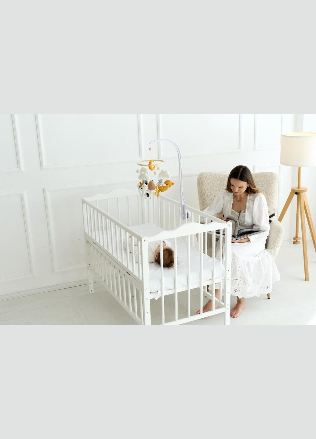 Дитячий музичний мобіль на ліжечко для немовлят WoollyFox "Сонні кошенята і мишка" на 35 мелодій No Brand (342758028)