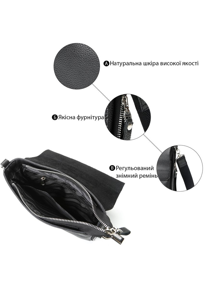 Кожаная сумка кросс боди мужская мессенджер через плечо черная 11016 Shvigel (329195187)