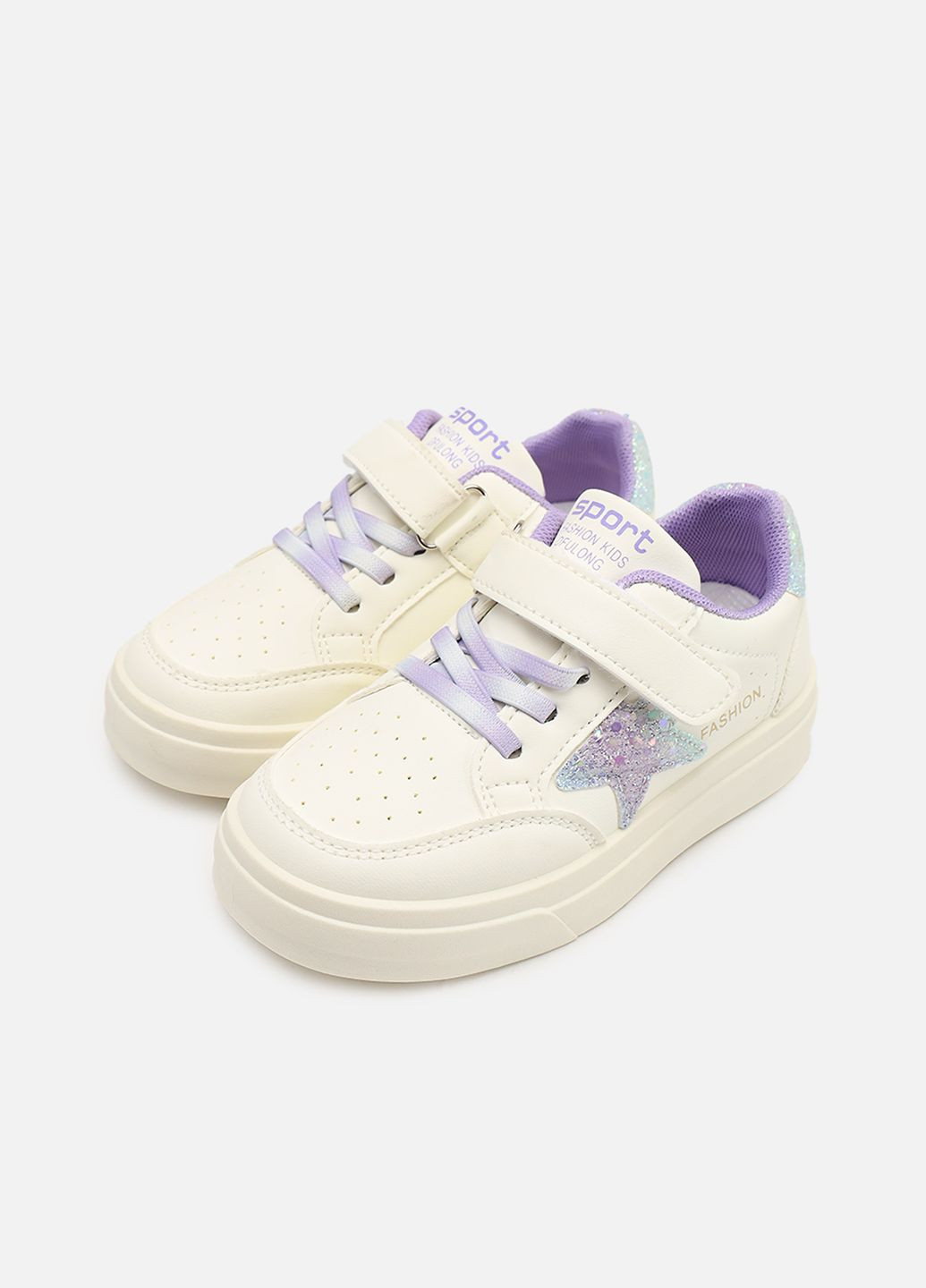 Молочні кеди для дівчинки, на пласкій підошві колір молочний cb-00273752 Kimboo