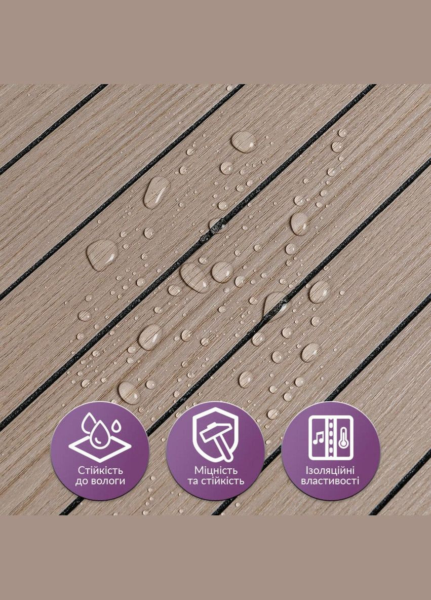 Покриття вінілове самоклеюче 3D рейки тік горіховий 600*600*2,8мм (D) 3DPanda-2202 Sticker Wall (323154839)