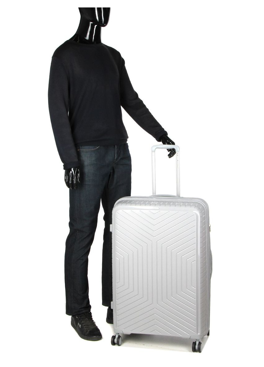 Чемодан большой L полипропилен с расширением 20103 77,5×53,5×32,5см 116+17л Серебряный Snowball (297643011)