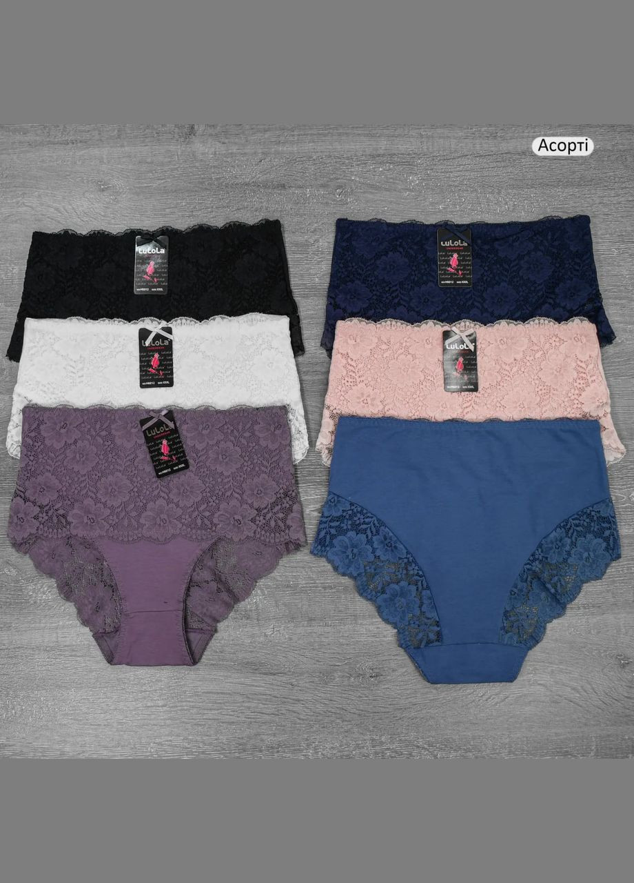 Набір жіночих мереживних трусиків з високою посадкою - 6 шт No Brand Сліп (315723367)