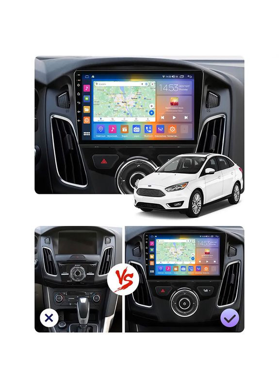 Штатна магнітола 9" для Ford Focus III Рестайлінг 2014-2019 4/64Gb CarPlay 4G Wi-Fi GPS Prime Форд 5 шт. Lesko (336199669)