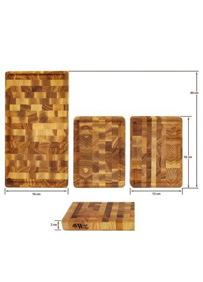 Обробні торцеві дошки для кухні з виїмками ясен 3 шт Wood Wedge (362694378)