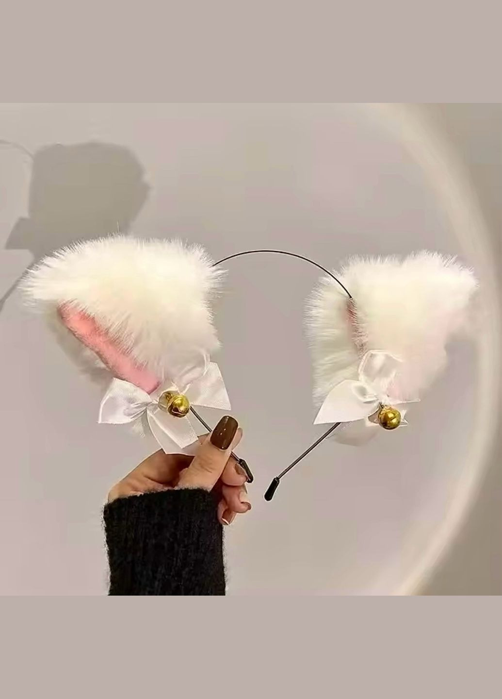 Набор 2 обруча "Кошка" на голову с меховыми ушками и колокольчики с бантиками No Brand (316451672)