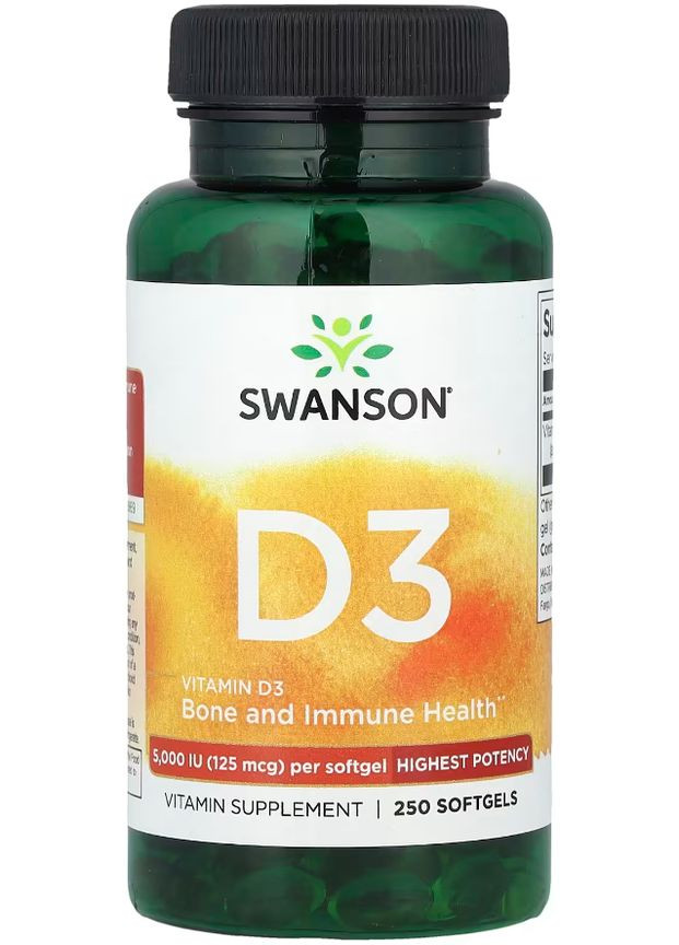 Витамин Д3 Vitamin D3 Highest Potency 5000 МЕ 250 софтгель Swanson (351863416)