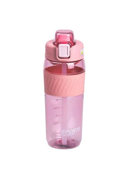 Бутылка для воды 600 мл бутылка в школу для тренировок с трубочкой и ручкой 22 см Розовая HP-14-42P Yiwu (370974129)