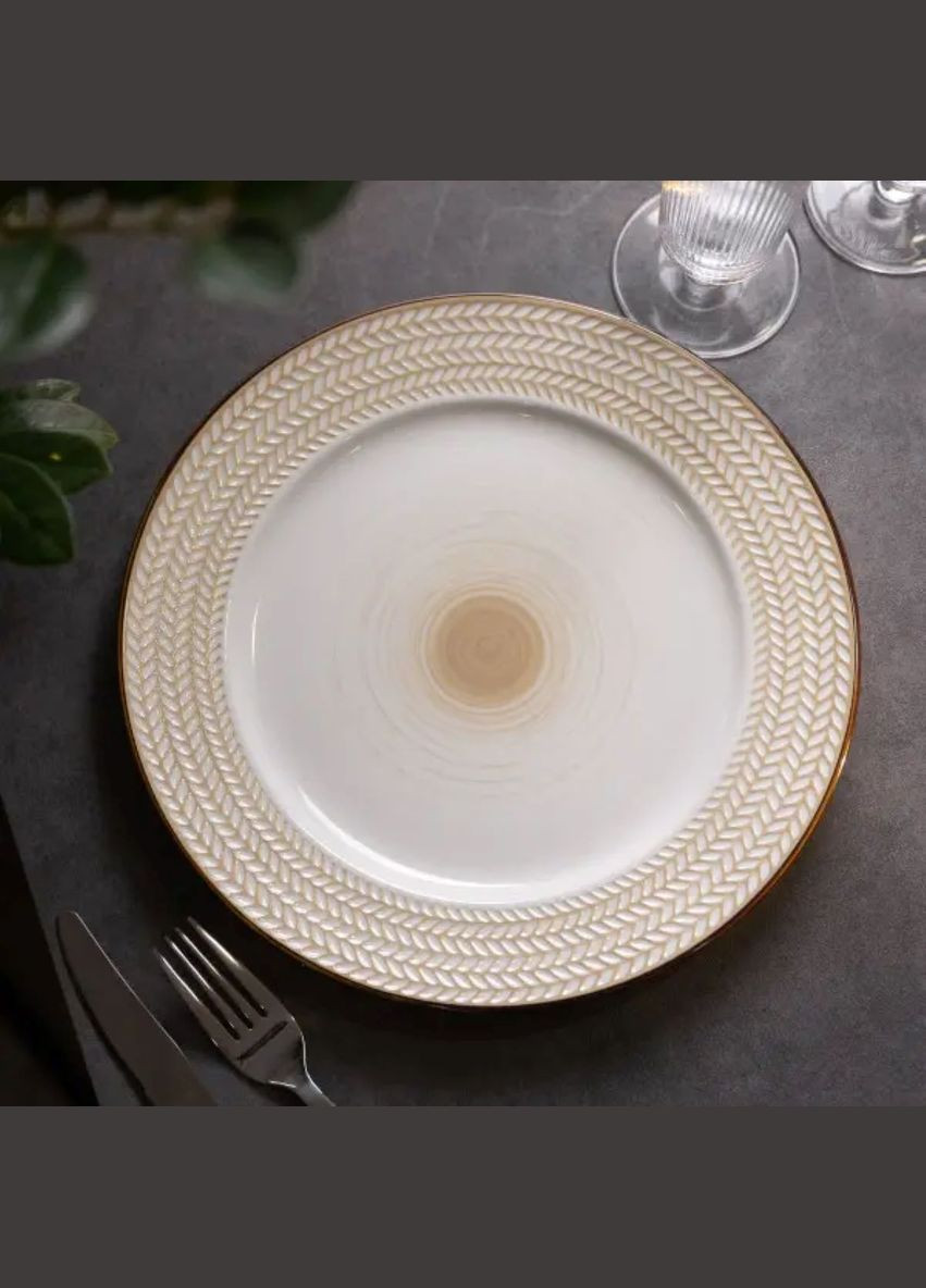 Тарелка сервировочная 26 см плоская керамическая TS Kitchen (361305038)