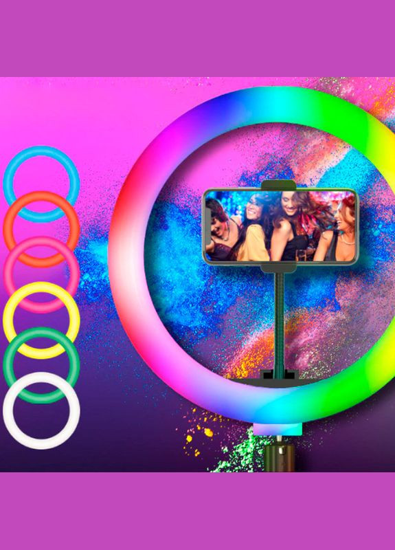 Кольцевая лампа RGB 33 см Ring Light Лампа для блогера Tik-Tok с держателем для телефона и штативом 2,1 метра круглая 33 см No Brand (315919671)
