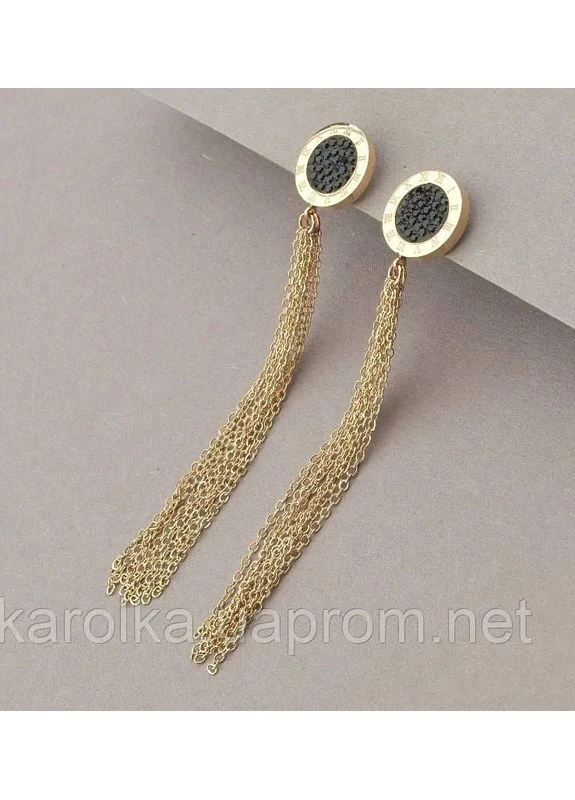 Сережки-підвіски довгі позолота 18К медзолото Stainless steel Xuping Jewelry (384280686)